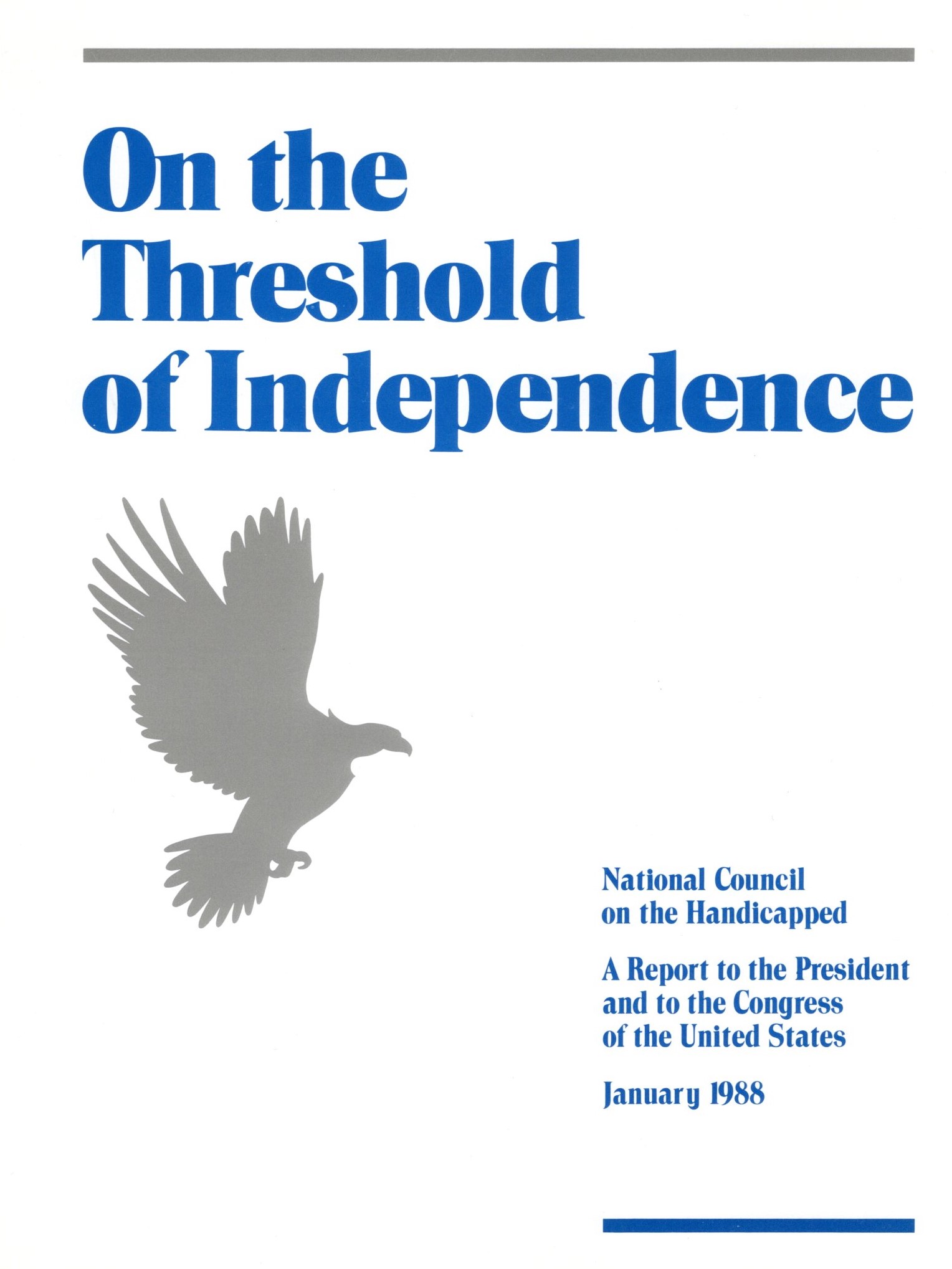 Cover with white background silver eagle and title On the Threshold of Independence